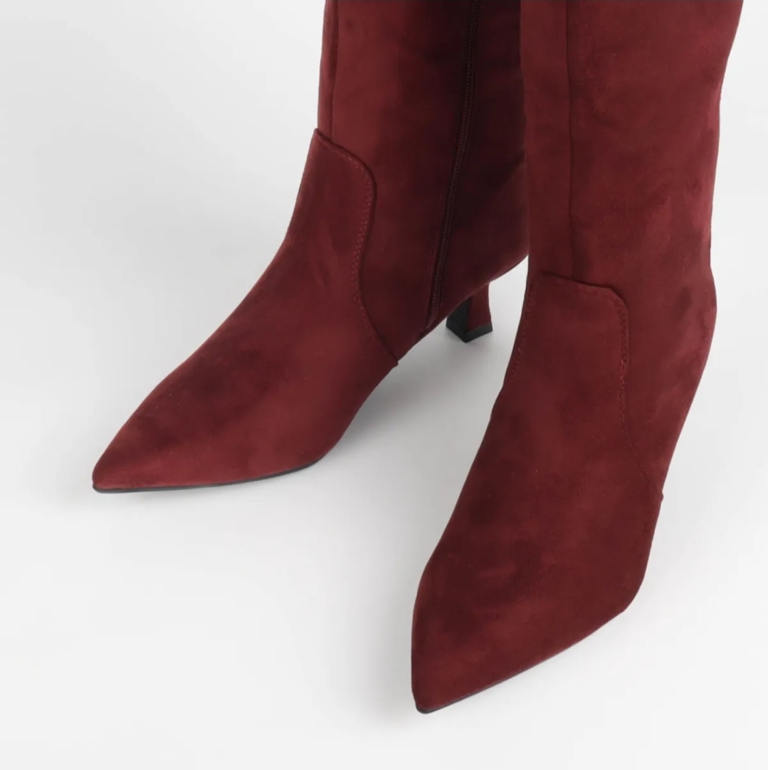 GINA suede knee boots burgundy