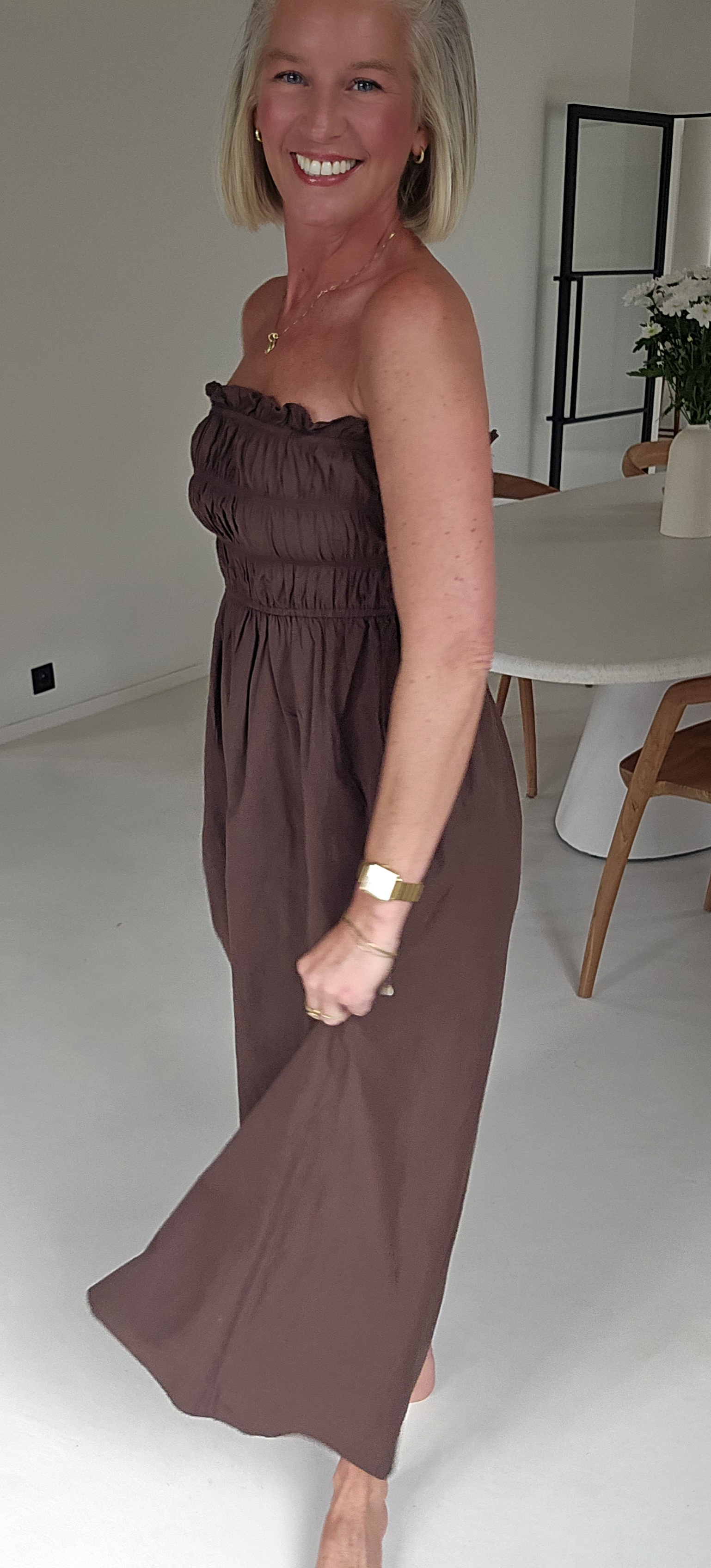 BENTHE bustier dress chocolate