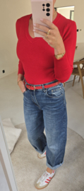 MILIA v-neck basic knit red