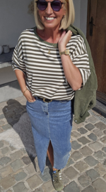 AYLIN oversized striped T-shirt khaki