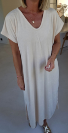 DIDI maxi terry T-shirt dress vanilla v-neck