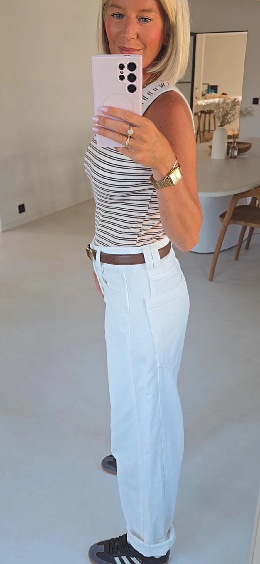 CHRISTIEN barrel jeans white