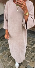 MANDU soft velvet maxi dress beige