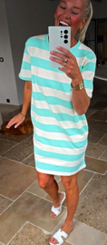 LILIA striped T-shirt dress turquoise