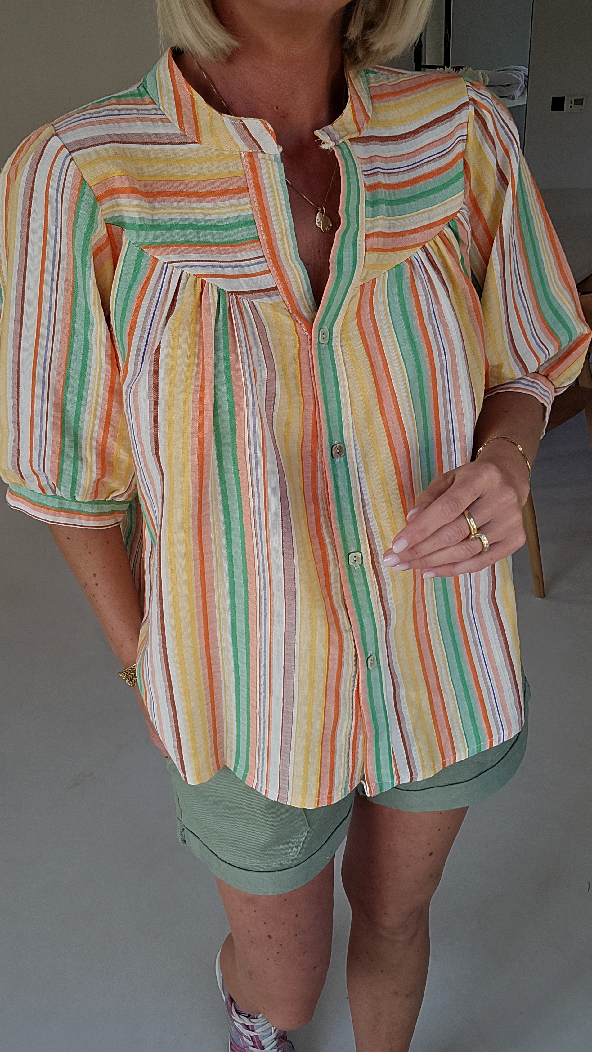 BIEKE cotton striped blouse