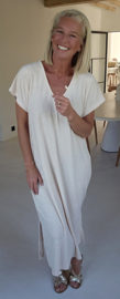 DIDI maxi terry T-shirt dress vanilla v-neck