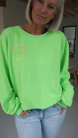 HAPPY LIFE sweatshirt neon green (with key ring)