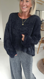 PLUSH softest knit black round collar