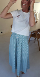 SUZINNE striped maxi cotton skirt green