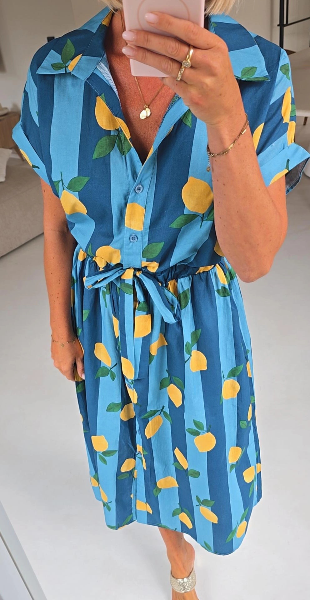 LEMON maxi cotton dress blue