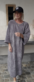 MANDU soft velvet maxi dress grey