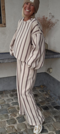 LUCIA striped cotton jogger pants beige