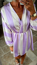 GIULIA satin dress striped pastel lilac