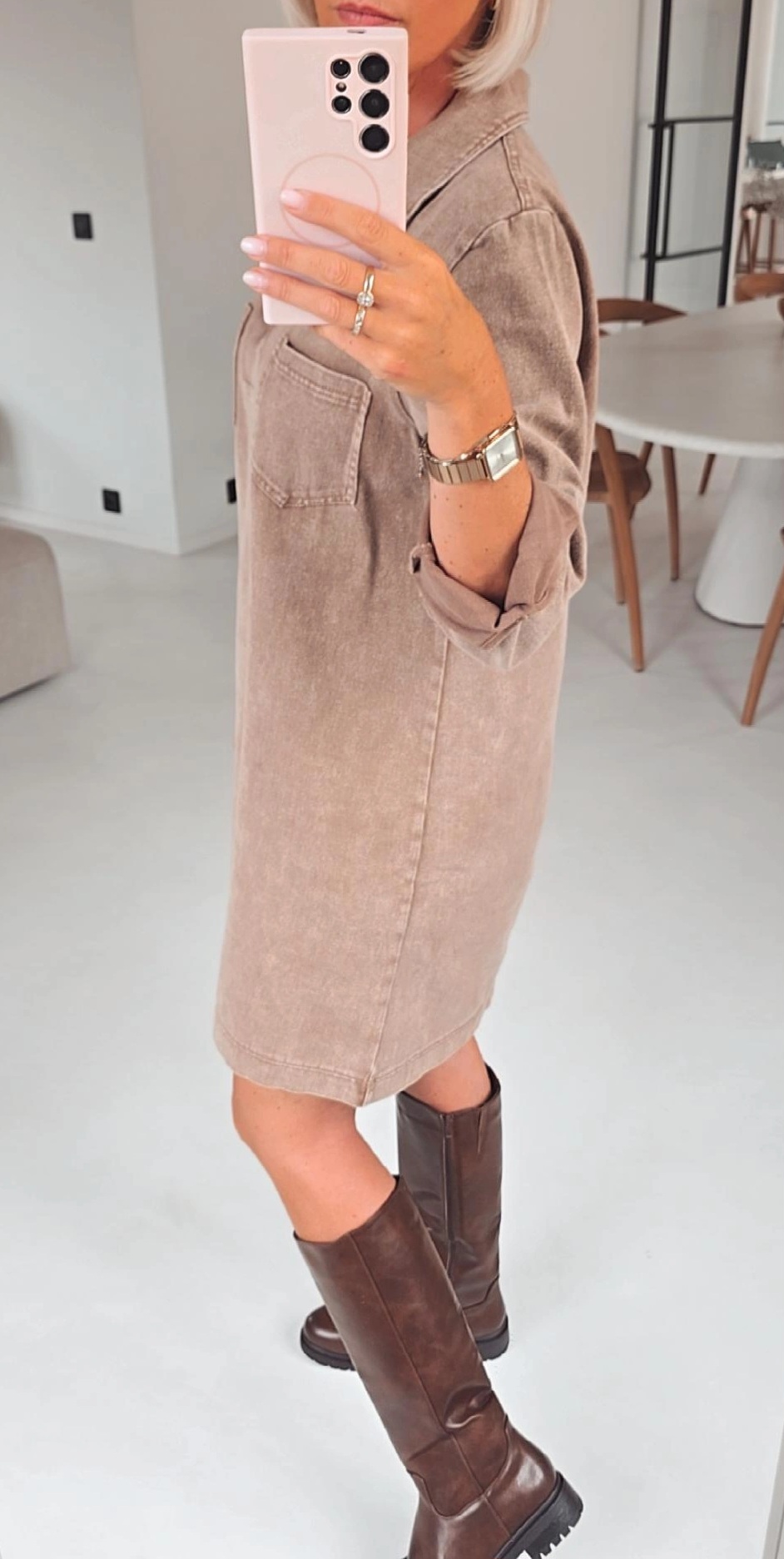 THE PERFECT JEANS 2 longsleeve dress coffee