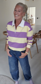 ANTJE striped polo sweatshirt violet yellow
