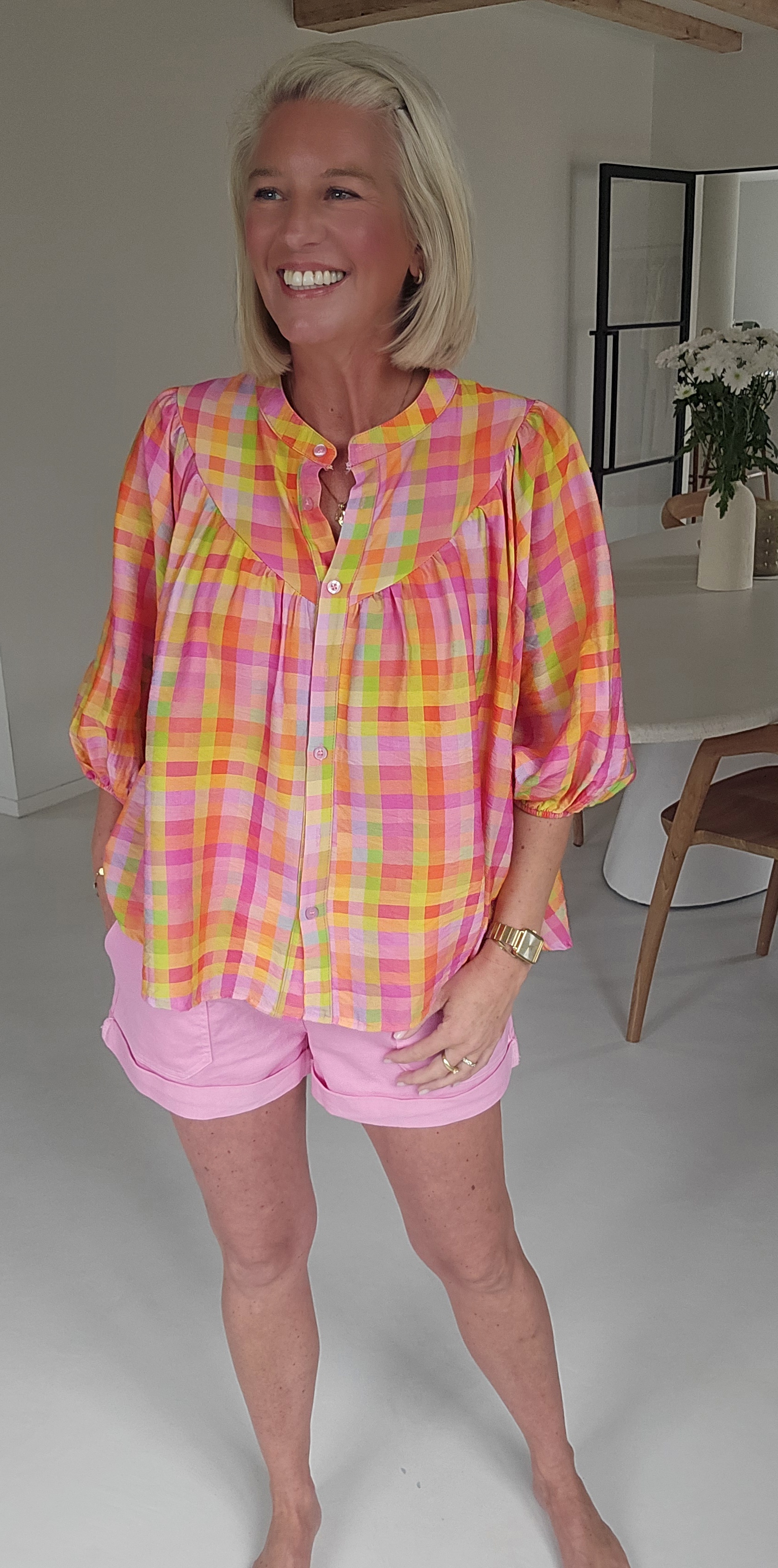 BEA viscose blouse checkered multi