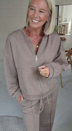 JUNA jogger sweat cardigan taupe