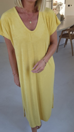 DIDI maxi terry T-shirt dress yellow v-neck