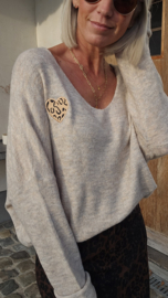 LEO HEART knit melêe beige