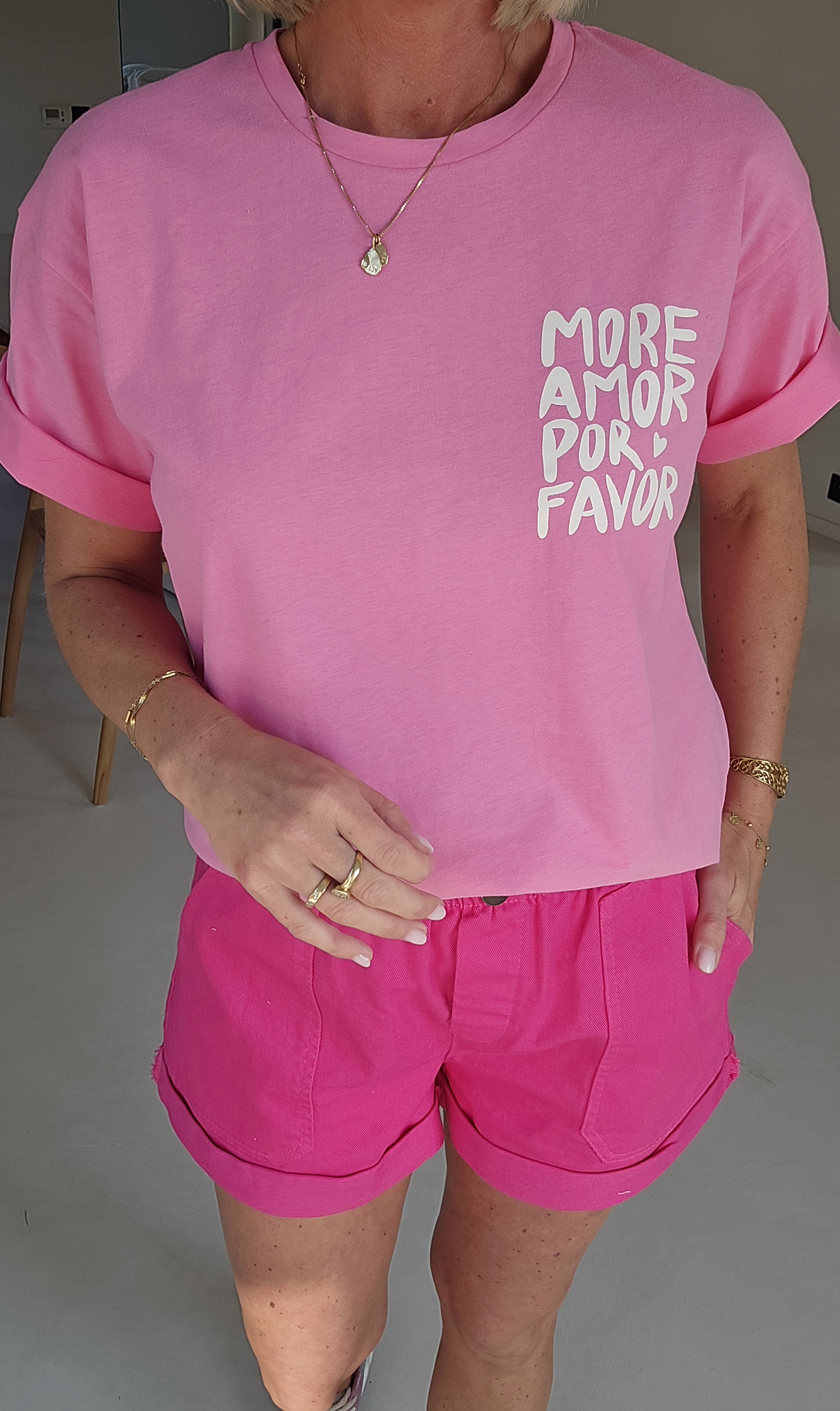 MORE AMOR POR FAVOR T-shirt pink