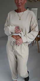 VERO soft velvet jogger set soft beige