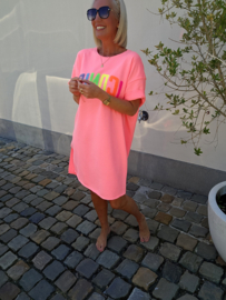 ICONIC sweatshirt dress neon pink