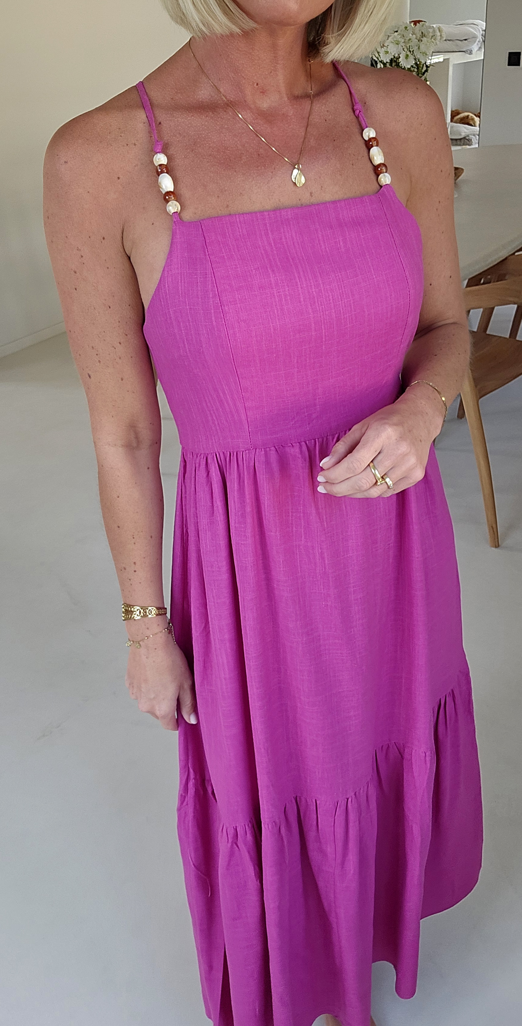 LYDIE maxi linen viscose dress aubergine