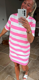 LILIA striped T-shirt dress pink