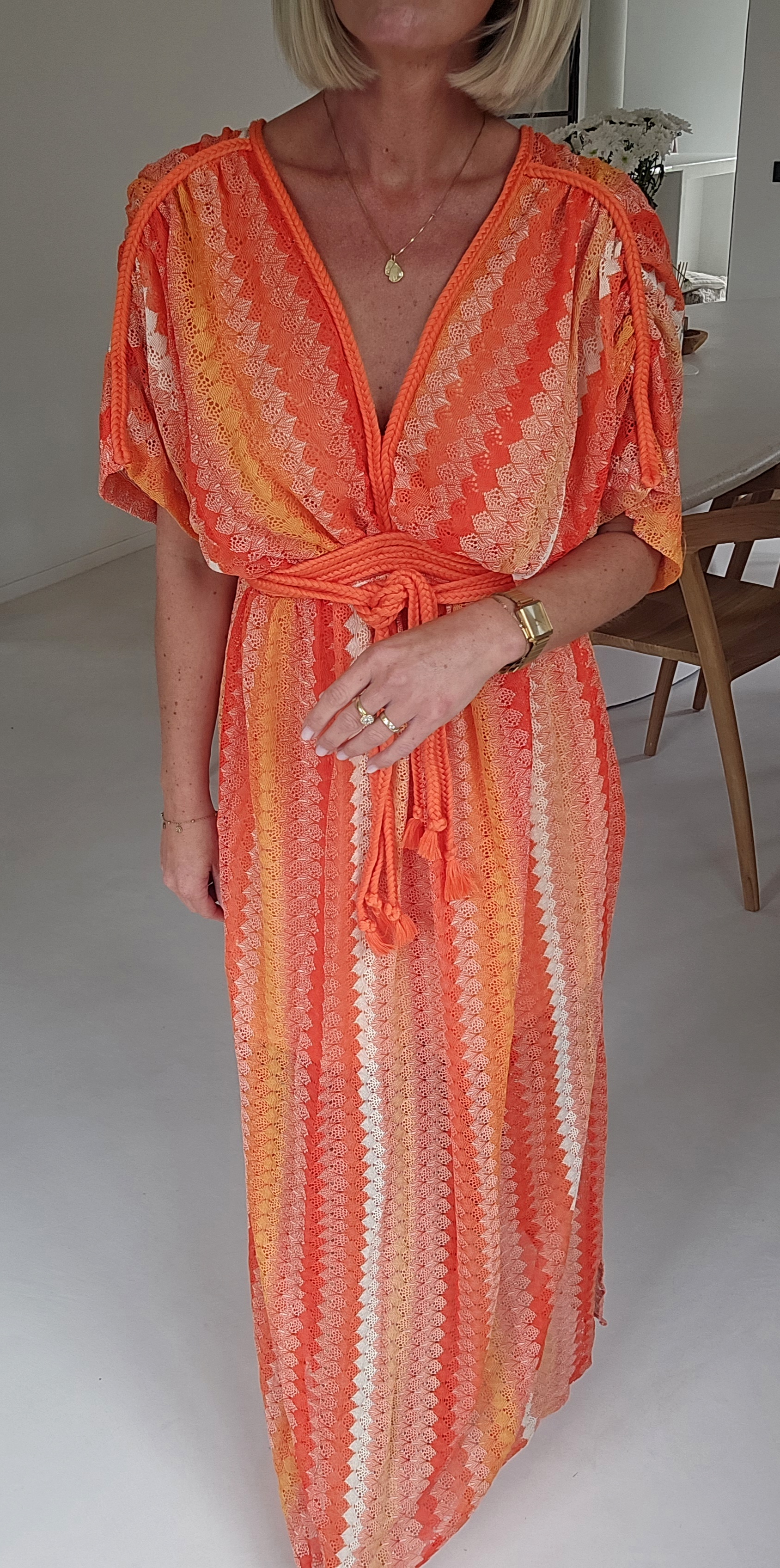 CANDICE maxi crochet dress orange