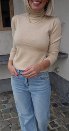 BASIC viscose turtleneck knit melêe beige