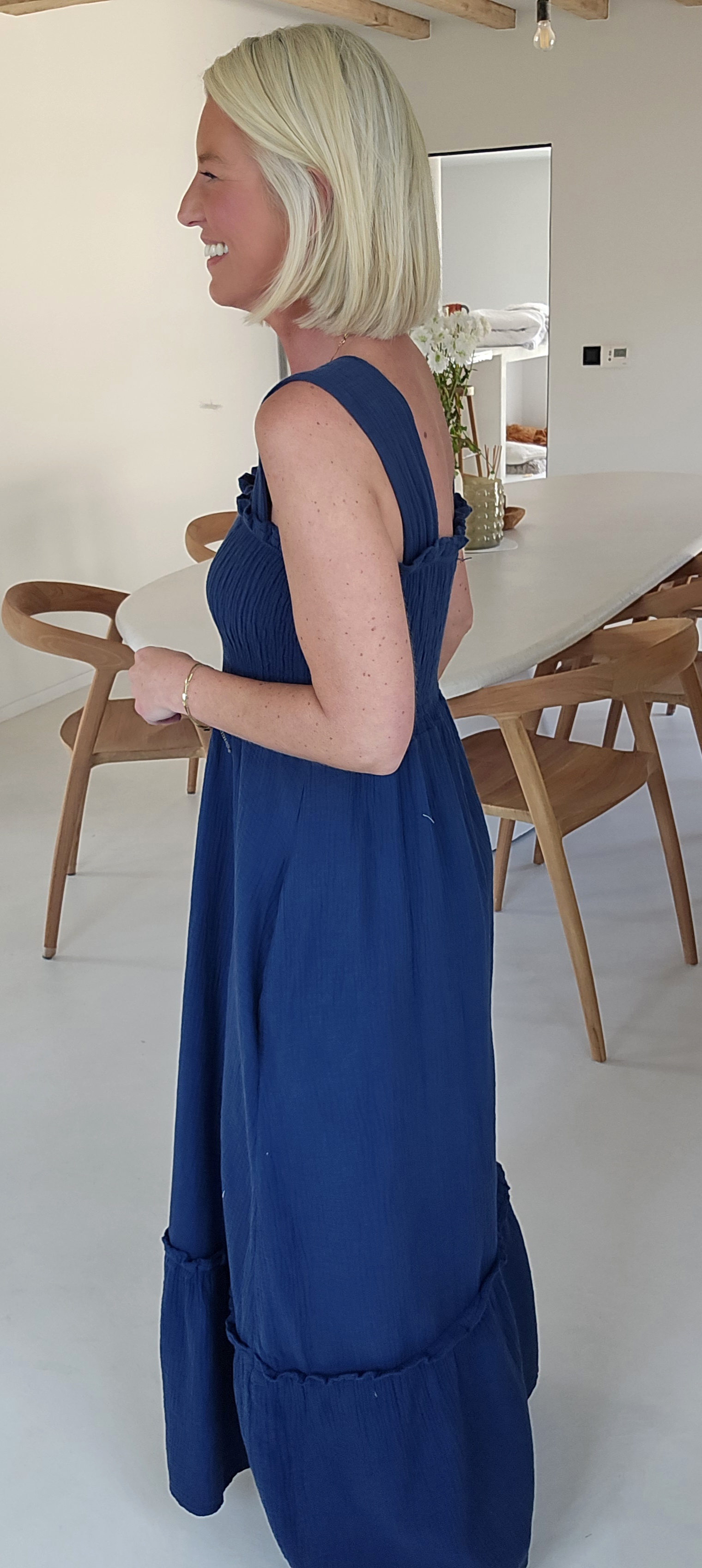 TONIA maxi tetra smock dress navy