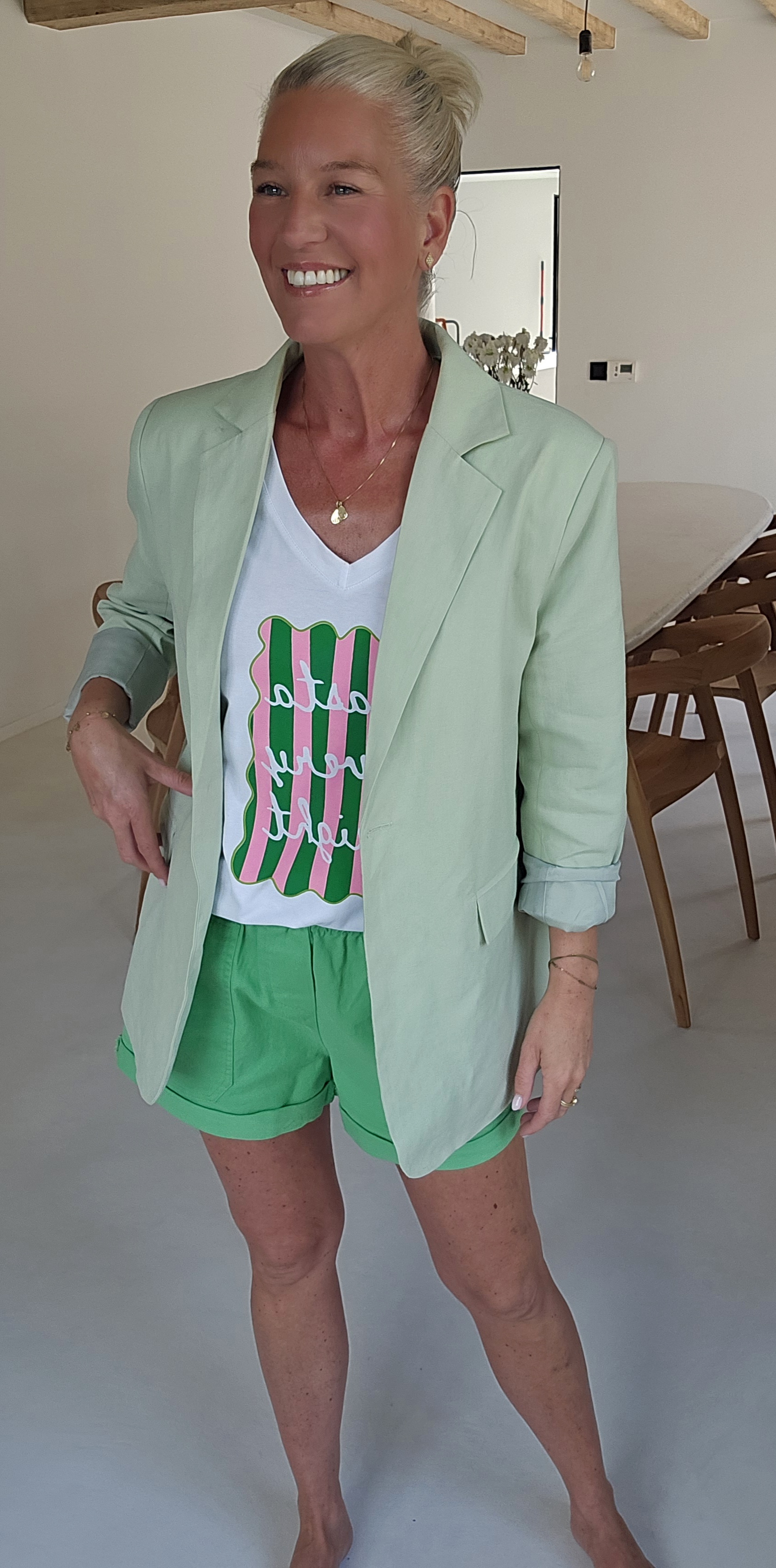 MILA linen cotton blazer soft mint