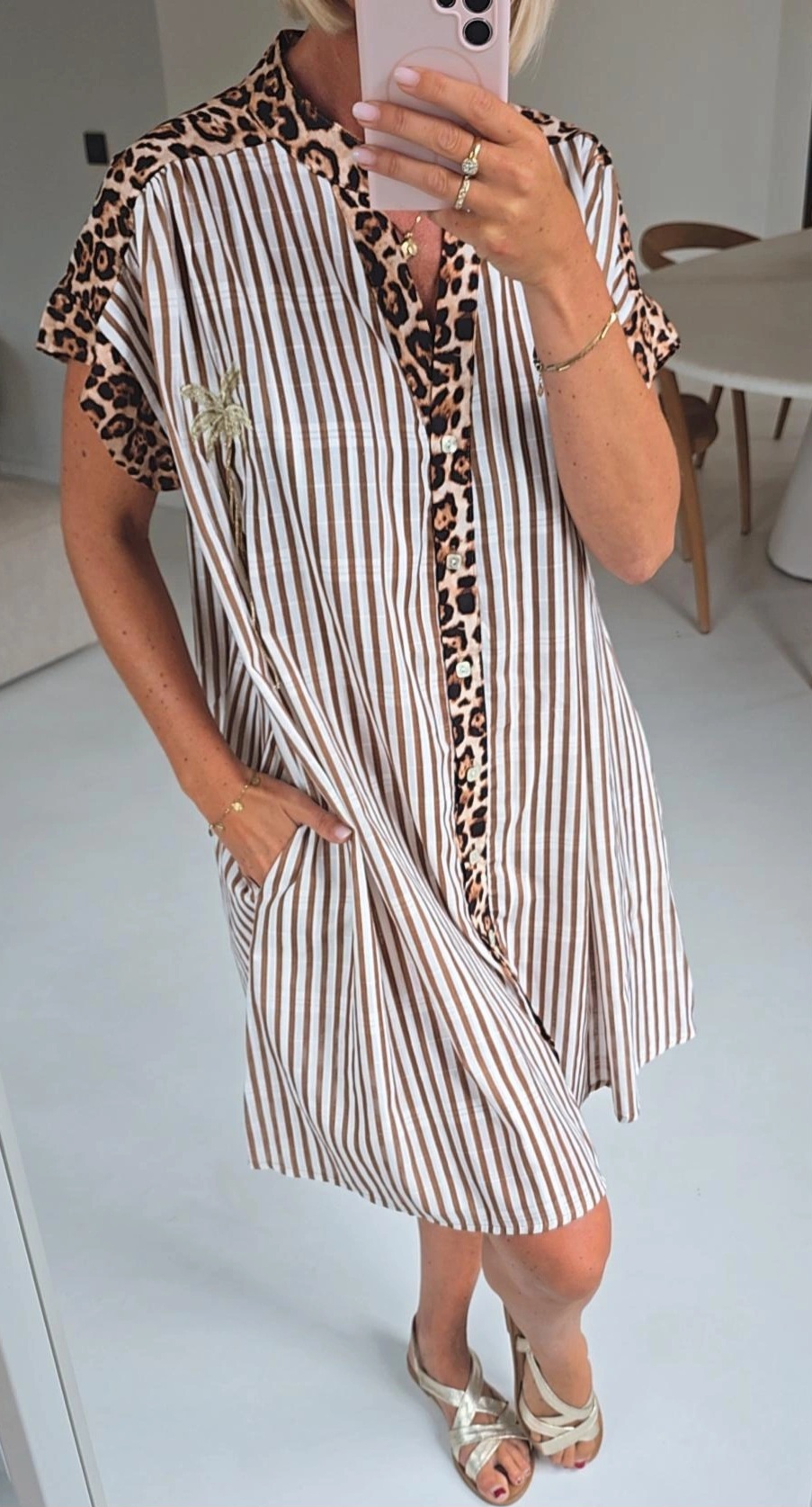 PALMTREE beach dress camel