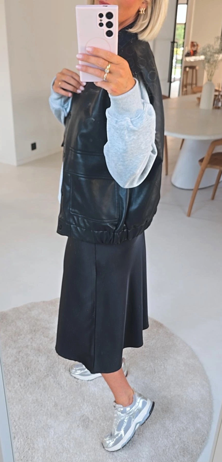 MADIE satin maxi skirt black