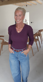 MILIA v-neck basic knit burgundy
