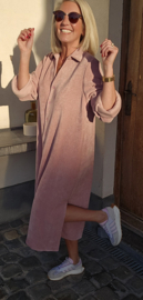 RHEA WINTER soft velvet maxi shirt dress soft pink