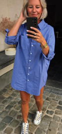 JANI striped oversized cotton shirt blue