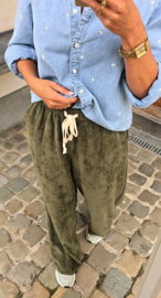 RINA soft velvet wide leg jogger pants khaki