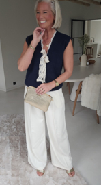 LACE WHISPER sleeveless cardigan navy