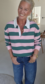 ANTJE striped polo sweatshirt green pink