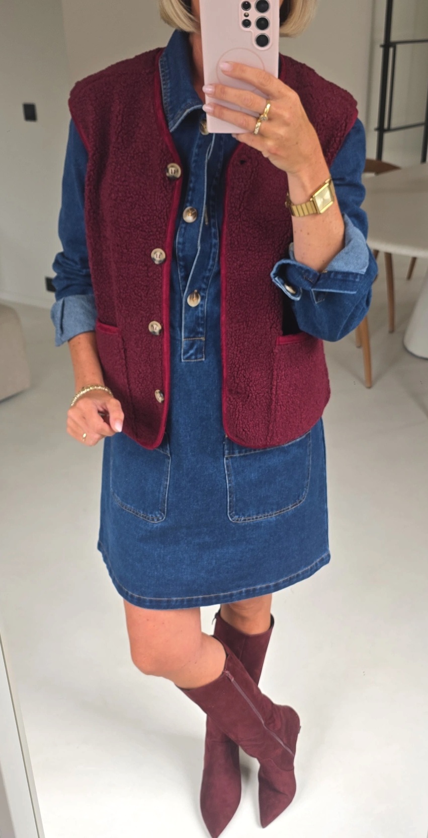 MELIA sleeveless teddy jacket burgundy