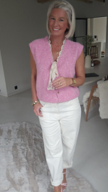 LACE WHISPER sleeveless cardigan pink