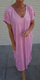 DIDI maxi terry T-shirt dress pink v-neck