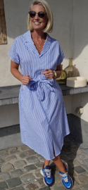 MOENA striped shirt midi dress blue