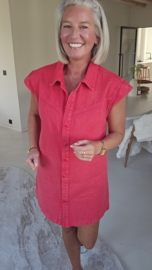 ALLEGRA denim dress washed red