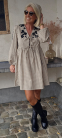 WINIE checkered cotton dress beige