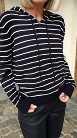 JOSJE striped knit hoodie black