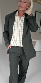 INEZA oversized checkered shirt khaki
