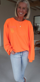 HAPPY LIFE sweatshirt neon orange (with key ring)