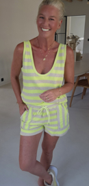 BIBI striped terry set neon yellow beige